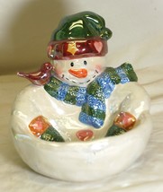 Ganz Snowman Candy Bowl Christmas Holiday Whimsical Decor - £17.08 GBP