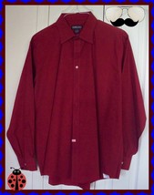 Red WIne Lands End Mens Shirt  XL 17 34/35 Xlarge Button Down Collar Cotton Poly - £15.79 GBP