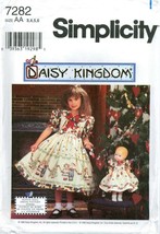 Simplicity 7282 Girls Daisy Kingdom Christmas Dress Collar Doll Clothes UNCUT FF - £7.32 GBP