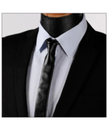 Black Neck Tie Genuine Soft Leather Lambskin Wedding Partywear Men&#39;s Sty... - £28.34 GBP