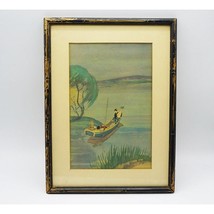 Cyrus Baldridge Watercolor Print Woman Gondola Vintage Art Work Framed - £49.70 GBP