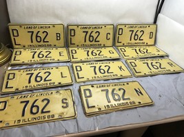 Lot Of 28 Vtg Illinois 1988 Dealer Plate Pairs B-D / E / G / J-L / N / R-S - £78.98 GBP