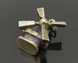 925 Sterling Silver - Vintage Petite Dark Tone Windmill Pendant - PT18545 - £29.49 GBP