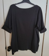 Womens Plus 3X Lauren by Ralph Lauren Black Round Neck Casual Shirt Top ... - $18.81