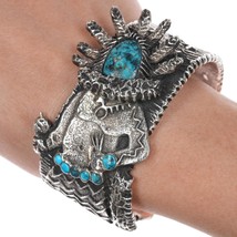 6.75 Philander Begay-Navajo Apache Blue turquoise Tufa cast Yeibichai cuff - $2,178.00