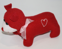 Goffa Red Plush Wiener Dog 6&quot; Soft Toy Valentine Stuffed Heart Dachshund Puppy - £10.65 GBP