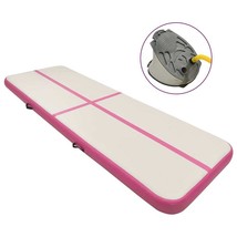 vidaXL Inflatable Gymnastics Mat with Pump 157.5x39.4x7.9&quot; PVC Pink - $449.96