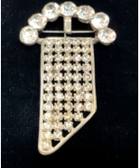 Brooch Interesting Design Faceted Crystal Rhinestones Silvertone Vintage - $7.75