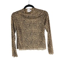 Princess Polly Womens Top Mock Neck Sheer Long Sleeve Leopard Print Brown 2 - £11.39 GBP