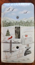 Handcrafted ~ Hand-painted ~ Winter Cardinal Design ~ Metal ~ Light Switch Cover - £12.06 GBP