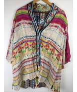 Johnny Was Maci Reversible Georgette Kimono with Embroidered Trim Size S - $1,853.28 MXN