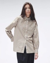 Rag &amp; Bone Brown Stripe Maxine Button Down Cotton Shirt Size Large Retails $195 - £79.55 GBP