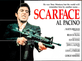 Scarface Tony Montana movie M16 little friend gun ceramic tile mural bac... - $59.39+