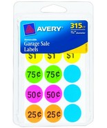 315 rOund Garage Yard Estate SALE STICKERS Neon Price tags Label Removab... - $18.31