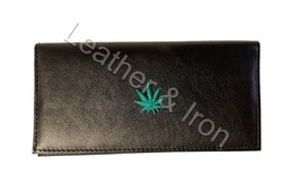 Marijuana Pot Leaf Design Leather Checkbook Cover - £19.62 GBP