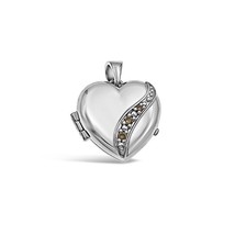 10k White Gold Diamond Heart Locket Pendant Memory Charm - £1,163.30 GBP