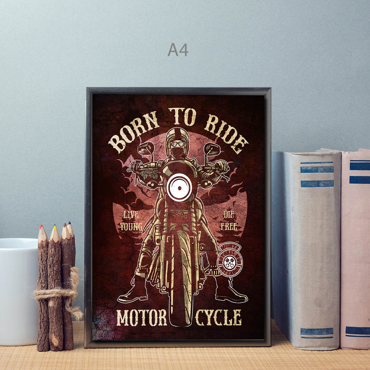 Born To Ride Biker Matte/Glossy Poster A0 A1 A2 A3 A4 | Wellcoda - Art ...