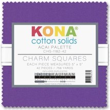 5&quot; Charm Pack Squares - Kona Cotton Solids Acai Palette Fabric Precuts M520.30 - £8.79 GBP