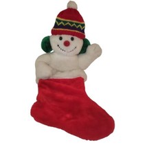 Vintage Prima Creations Plush Snowman Christmas Stocking Knit hat Ear Muffs 27&quot; - £12.87 GBP