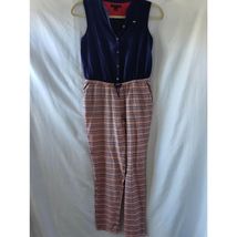 Tommy Hilfiger Womens Jumpsuit Button Front Sleeveless Drawstring Waist ... - $15.79