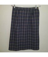 VTG Haberdashery Skirt Navy Blue Brown Plaid Career Wool 14 Petite Lesli... - £16.82 GBP