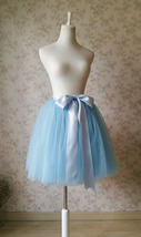 Light Blue Tulle Midi Skirt Outfit A-line Custom Plus Size Ballerina Tulle Skirt image 4