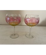 Set Of 4 Glass Hand Painted Wine Glasses By M Pasarew - $59.72 CAD