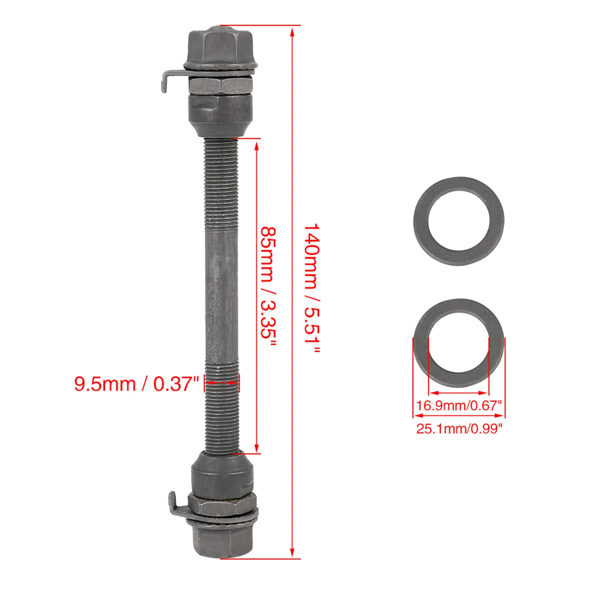 X Autohaux 1/2Pcs 140mm Bicycle Wheel Hub Axle Front Rear Axle Solid Shaft Quick - £90.74 GBP