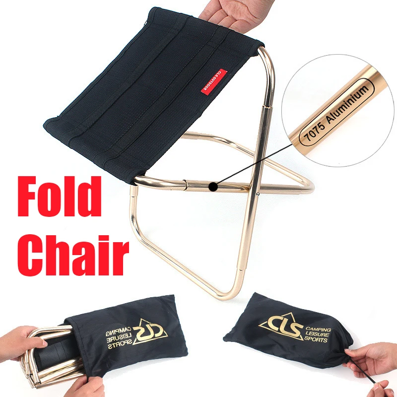 Light Portable High Durable Outdoor Folding Chair with Bag Outdoor Folding Fold - £16.58 GBP