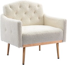 Olela Modern Accent Chair with Arms, Tufted Decorative Single, White - Fabric - £197.39 GBP