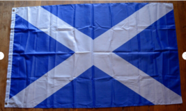 Vintage Scotland Large Flag Banner 2 Side Blue White 60x34&quot; - £6.30 GBP