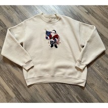 Vtg Patriotic Santa Sweatshirt Womens S/M Peanut Butter Jelly Christmas Holiday - $18.29