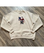 Vtg Patriotic Santa Sweatshirt Womens S/M Peanut Butter Jelly Christmas ... - $18.29