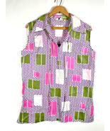 Vintage 60s Tank Top Polyester Plaid Check Large Made in Japan Retro Mod... - $1,499.57 MXN