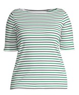 Lauren Ralph Lauren Womens Striped Stretch Boatneck Top Green/Navy/White... - $17.55 CAD