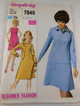 Vintage 1968 Simplicity 7849 Pattern Misses &#39;60s Designer Fashion Dress ... - $6.23