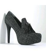 Simply Vera Wang Black Platform tassel High Heel stilleto Pumps Shoe Sz 7 - $832.66 MXN