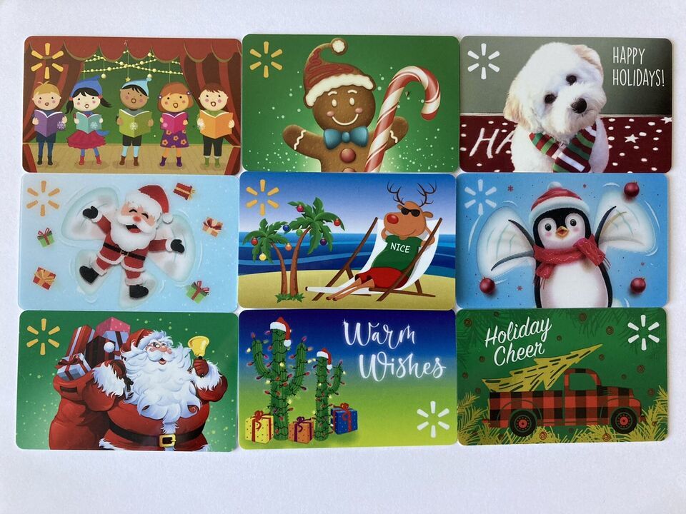 Primary image for 9 Walmart Christmas 2023 Holidays Gift Card Santa Collectible Cards Lot USA