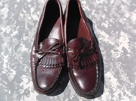 DEXTER RED/BROWN LEATHER &amp; LEATHER SOLED MEN&#39;S sz10.5 KILTIE TIE LOAFERS... - £26.02 GBP