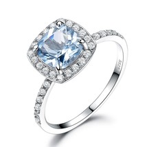 Aquamarine Blue topaz Gemstone Engagement Ring Genuine 925 Sterling Silver Rings - £19.62 GBP