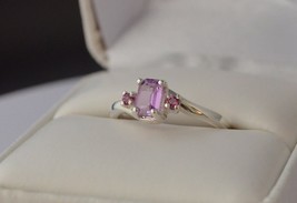 Sapphire Ring 0.50 ct (1/2 carat) Sterling Silver Lilac Purple - £205.56 GBP