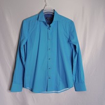Bugatchi Shaped Fit Shirt Mens Medium Teal Blue Long Sleeve Button Down ... - $35.43