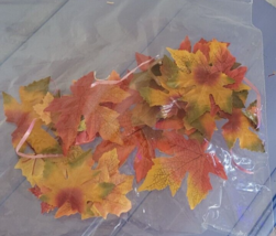 Lot of Fake Fall Leaves Yellow Red Green Veins Decorative Holiday Thanks... - $8.99
