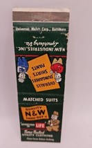 Vintage Matchbook -N &amp; W THRU-OUT Utility Clothing Lynchburg, Va Overalls Pant - £6.15 GBP