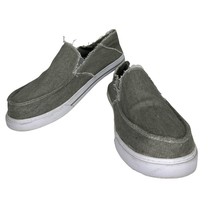 Sanuk Mens Sz 14 Light Gray Canvas Slip On Loafer Shoes Comfort Flat - £19.77 GBP