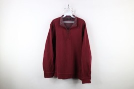 Bugatchi Uomo Mens XL Striped Blank Reversible Half Zip Pullover Sweater Red - $59.35