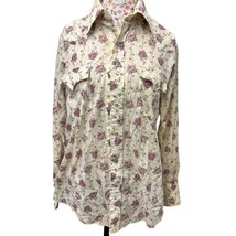 Champion Westerns Vintage Pearl Snap Shirt Rose Print Western Blouse FLAW - $23.74