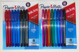 Paper Mate Ink Joy 2 Packs Medium Point Pens Pink Purple Red Orange Green Blue - £11.77 GBP