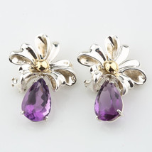 Tiffany &amp; Co. Sterling Silver &amp; Gold Amethyst Ribbon Retired Earrings with Box - £1,229.25 GBP