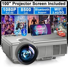 Projector With Wifi And Bluetooth, 8500L Mini Portable Movie Projector With - £153.36 GBP